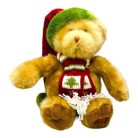 2003 Dillard's Christmas Brown Plush Teddy Bear with Knit Scarf & Hat - Picture 2 of 10